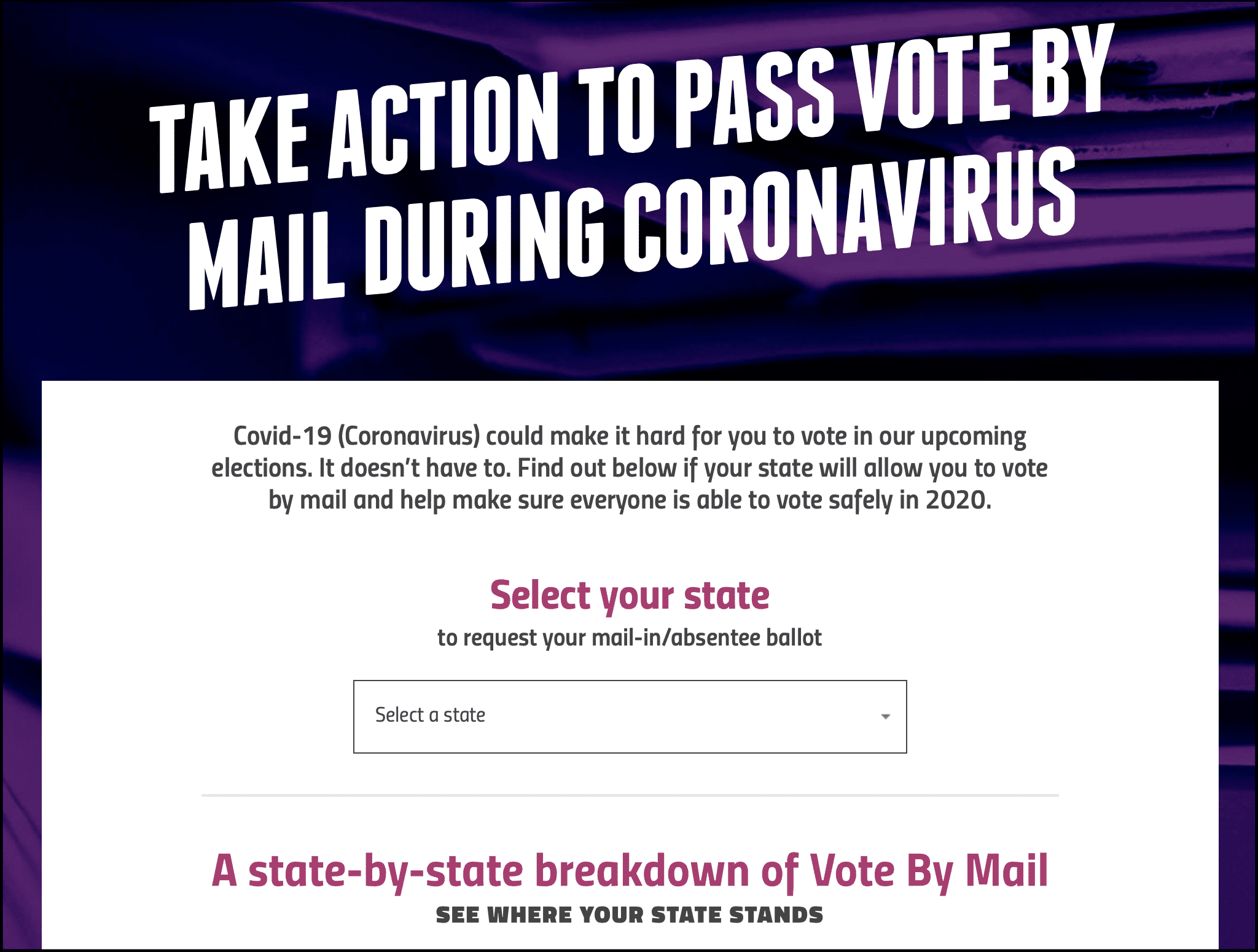 RepresentUS_TakeAction RepresentUS Vote By Mail Campaign