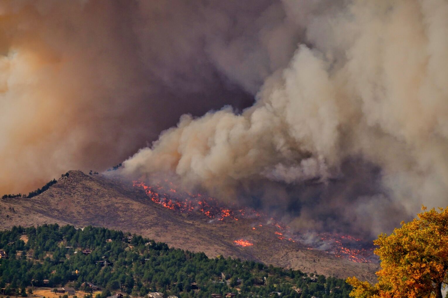 Smoke billows from wildfire