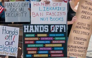 Hands Off! signs