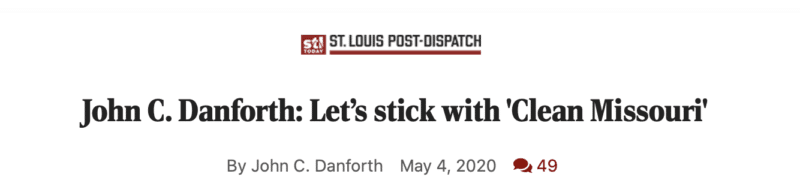 John Danforth prefers the Clean Missouri anti-gerrymandering reform