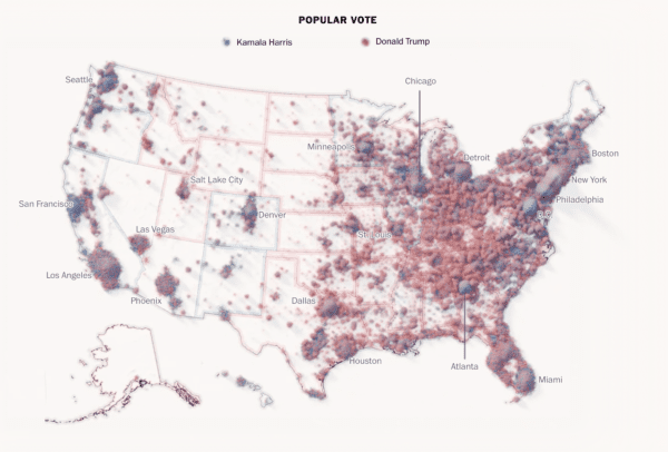 Map of the popular vote 2024