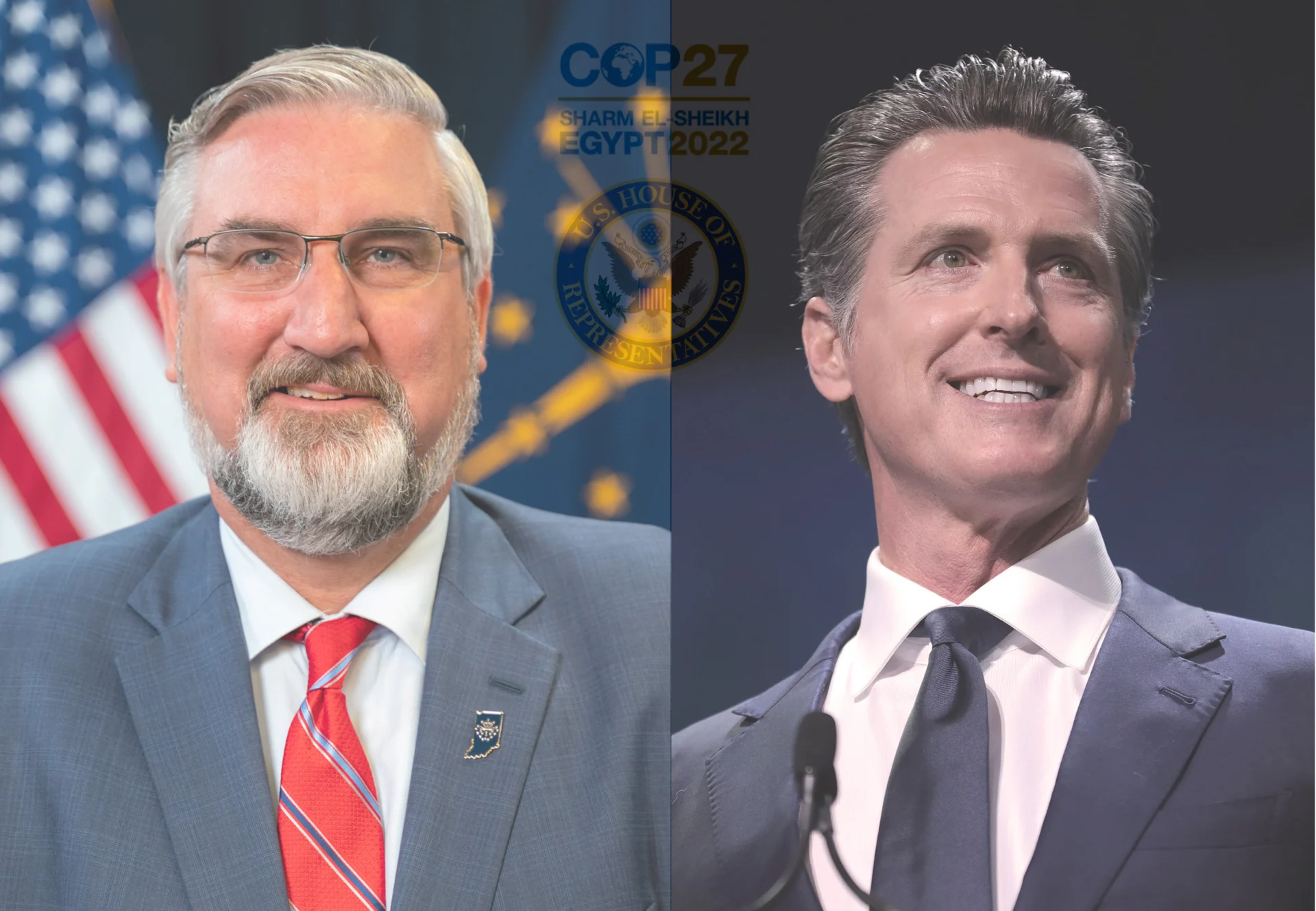 Governors Eric Holcomb and Gavin Newsom