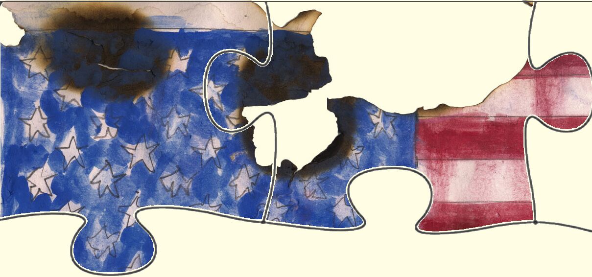 Damaged flag puzzle pieces #1