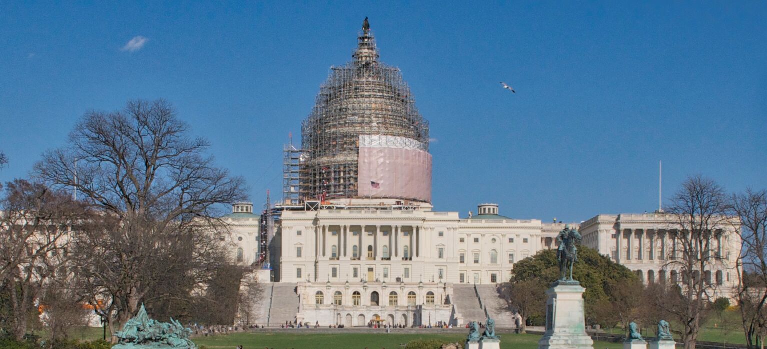 US Capitol with Scaffold: Democracy is a work in progress