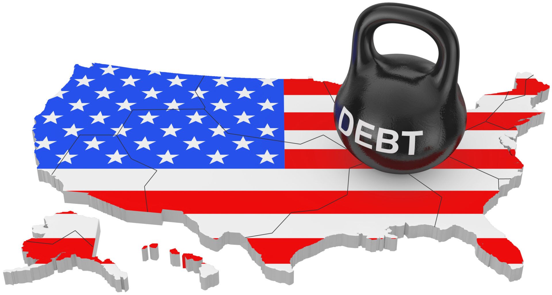Debt-weight-fractures-flag Image illustrating the weight of the debt on the nation