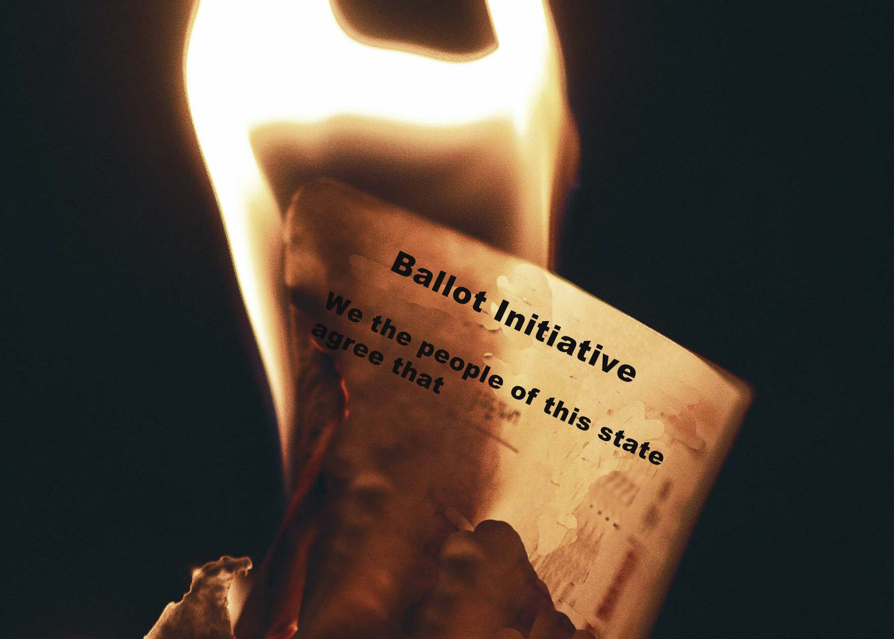 Image of a ballot initiative being burned