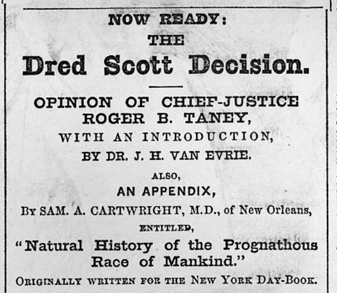 advertisement for a pamphlet containing the Chief Justice's opinion in the Dred Scott case