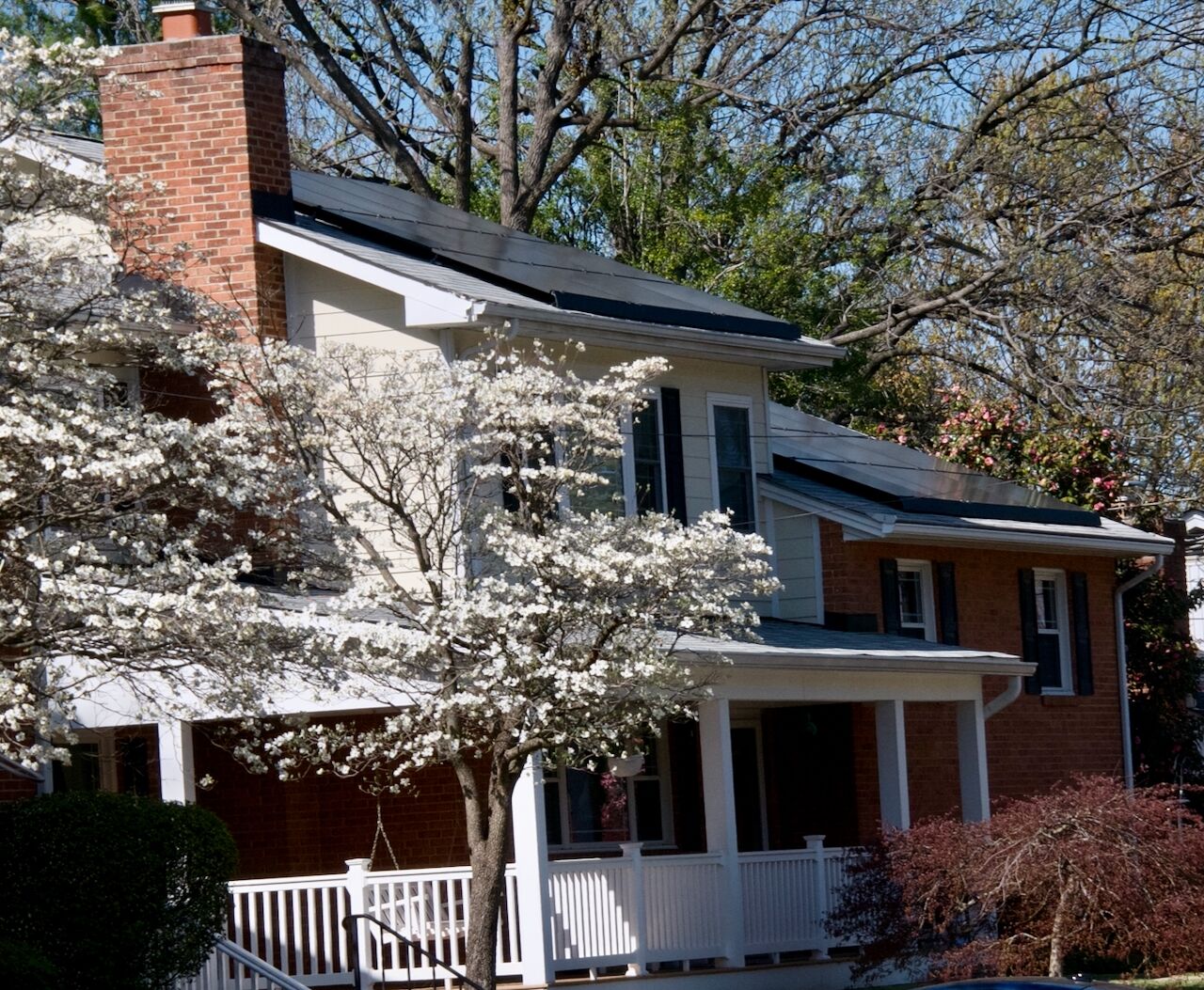 Street view of solar panels on a house
