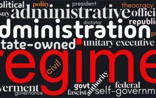 Word cloud emphasizing "regime"